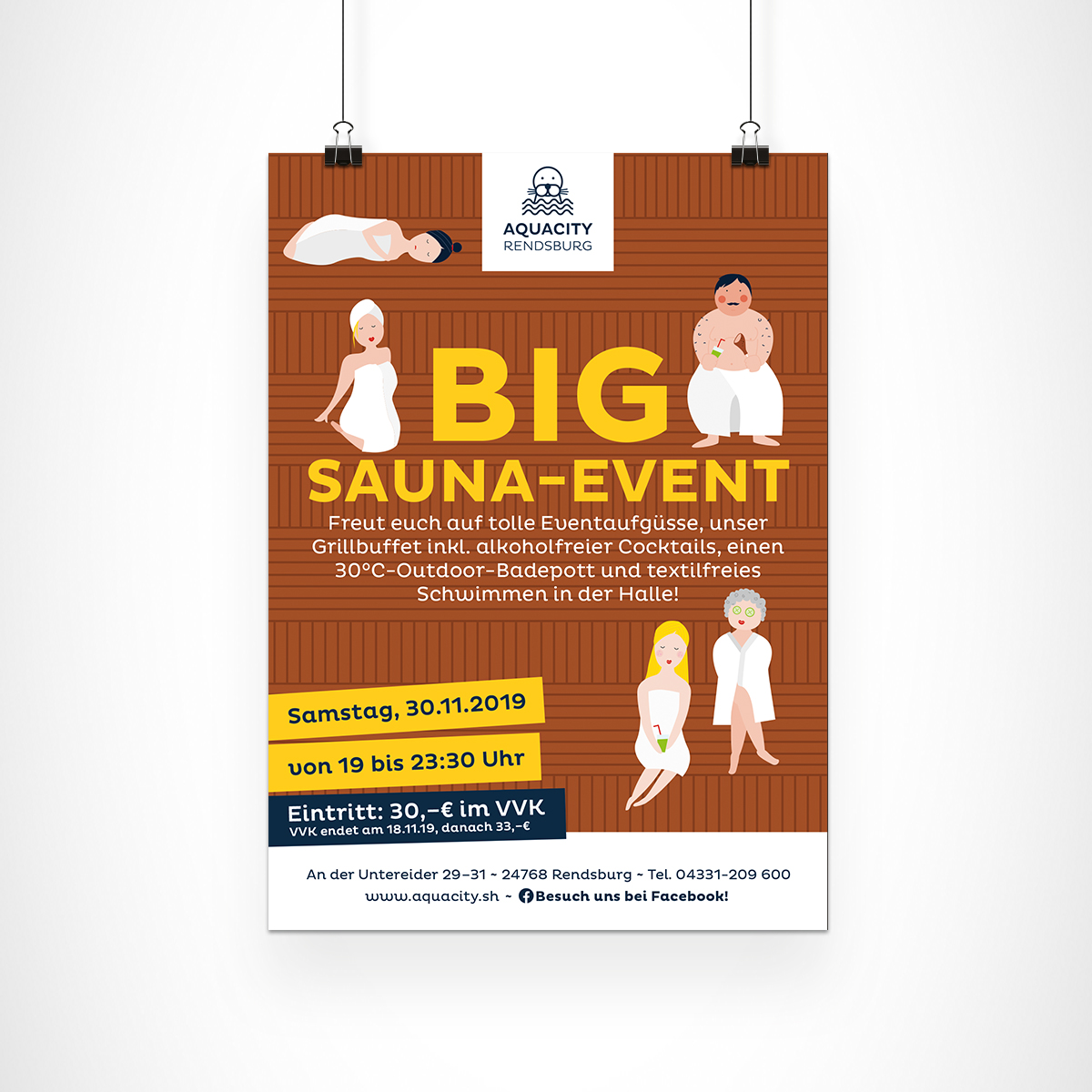 Aquacity Rendsburg Plakat Sauna-Event | bdrops Werbeagentur